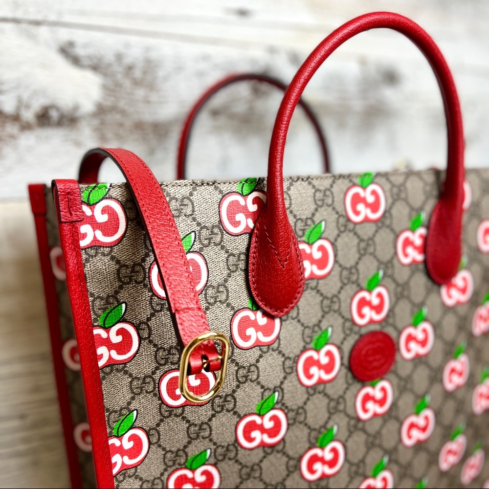 Gucci 630355 Red Apple Chinese Valentine’s Day North South Tote Bag Purse RARE - Picture 4 of 15